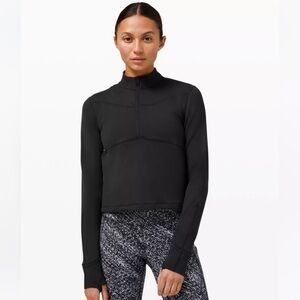 Lululemon Rulu Running Cropped 1/2 Zip
Black 8 Thumbholes Zipper Pockets